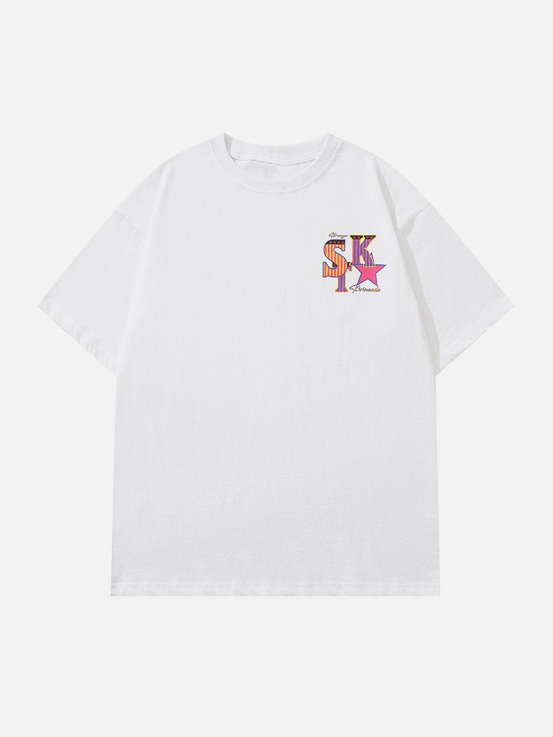 Helmiss - Letter Star Print Tee- Streetwear Fashion - helmiss.com