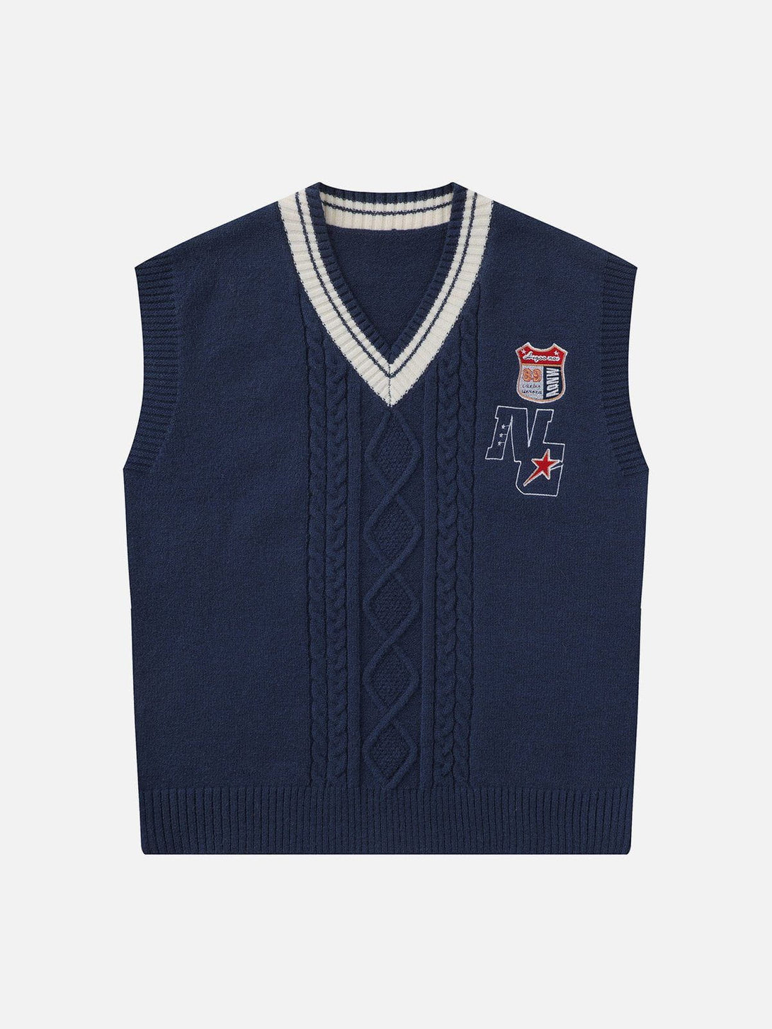 Helmiss - Lettered Star Embroidery Sweater Vest- Streetwear Fashion - helmiss.com