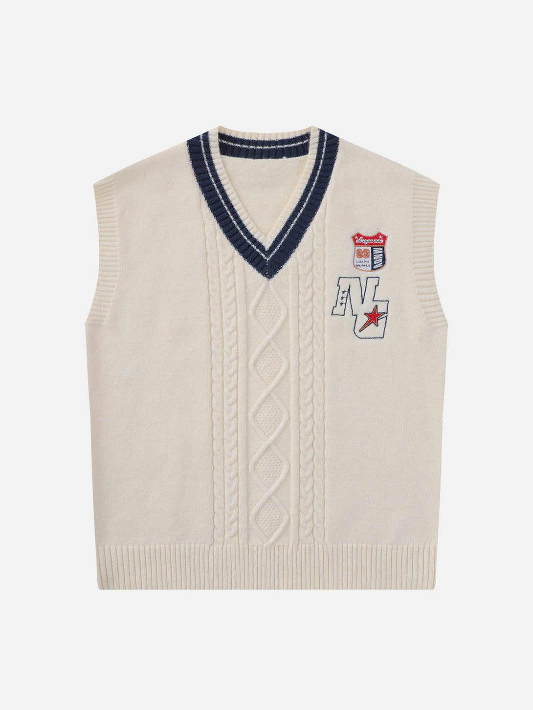 Helmiss - Lettered Star Embroidery Sweater Vest- Streetwear Fashion - helmiss.com