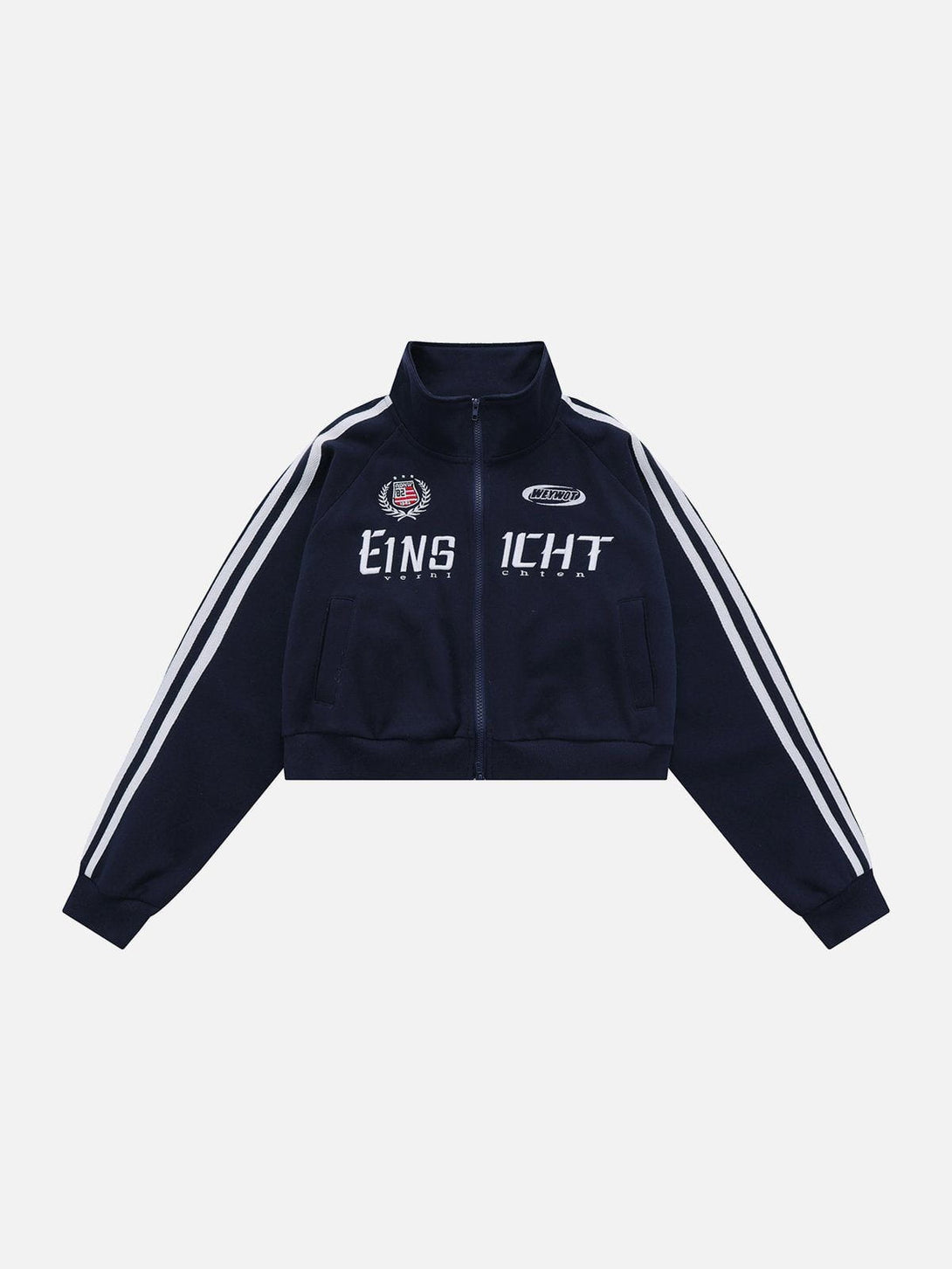 Helmiss - Lettering Embroidery Patchwork Regular Jackets- Streetwear Fashion - helmiss.com