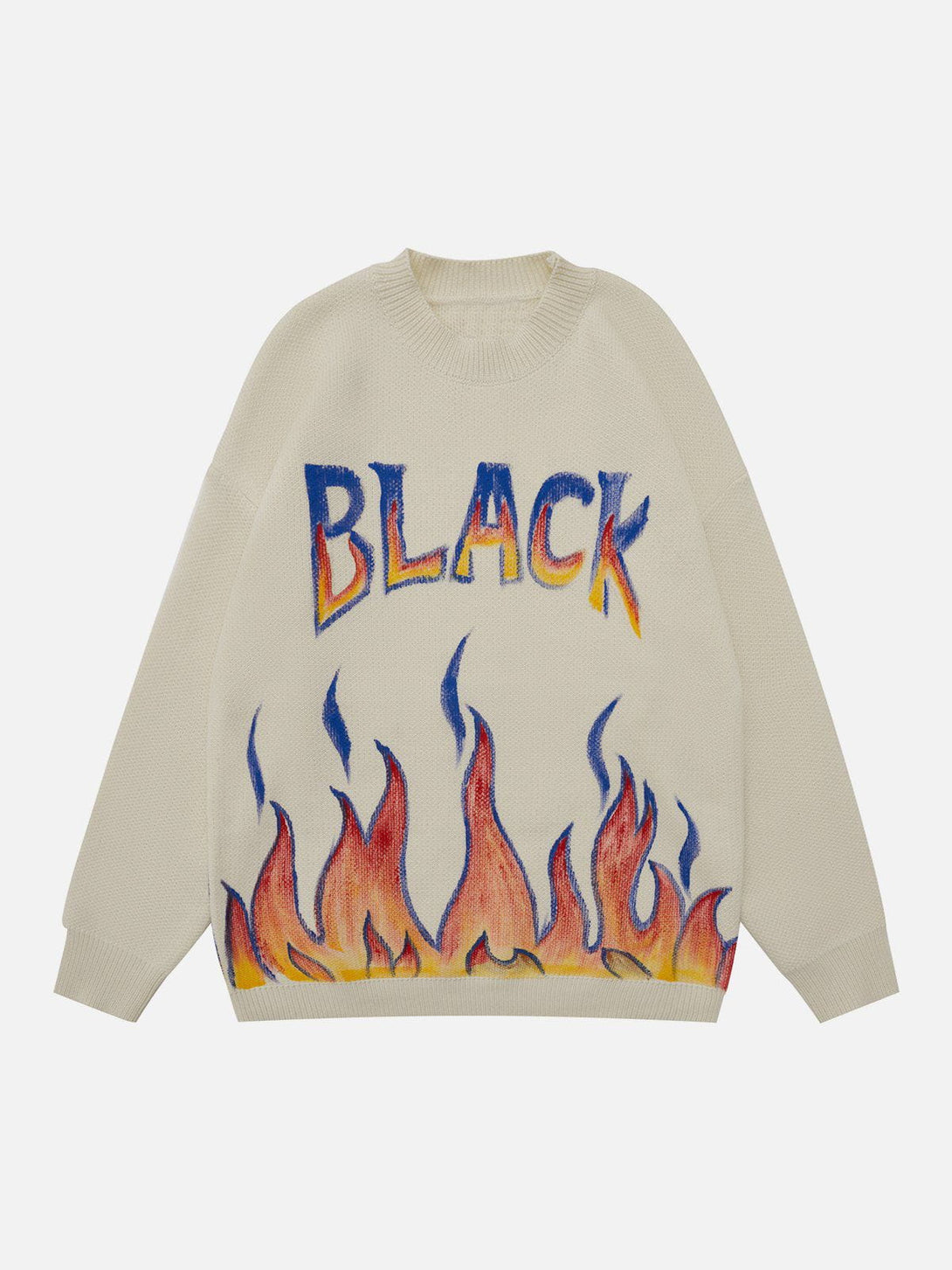 Helmiss - Lettering Flame Print Sweater- Streetwear Fashion - helmiss.com