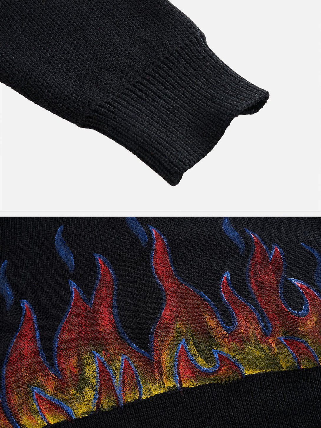 Helmiss - Lettering Flame Print Sweater- Streetwear Fashion - helmiss.com