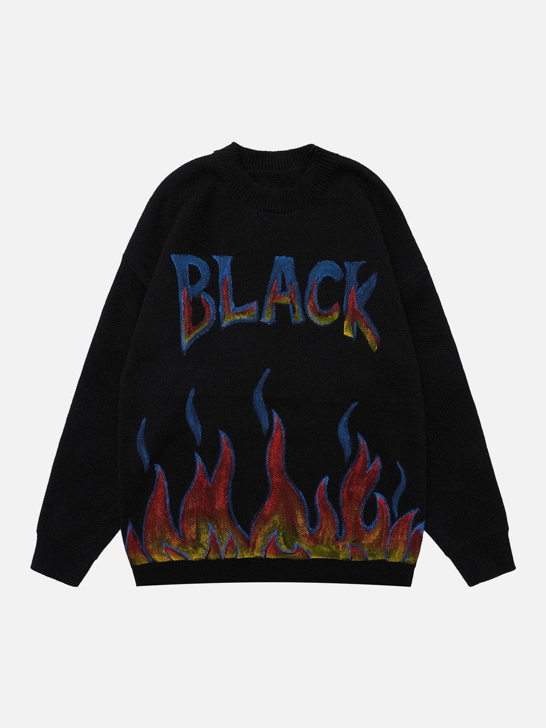 Helmiss - Lettering Flame Print Sweater- Streetwear Fashion - helmiss.com