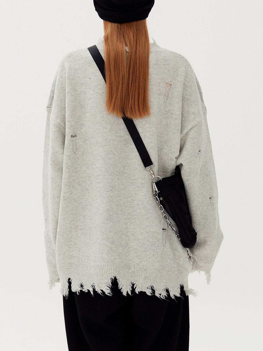 Helmiss - Letters Ripped Hole Sweater- Streetwear Fashion - helmiss.com