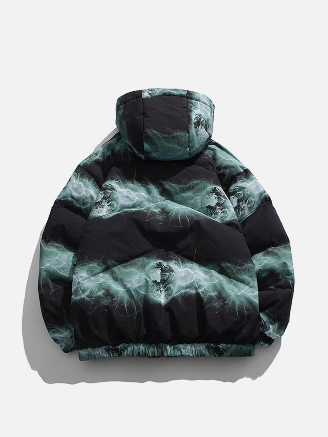 Helmiss - Lightning Print Hooded Down Coat- Streetwear Fashion - helmiss.com