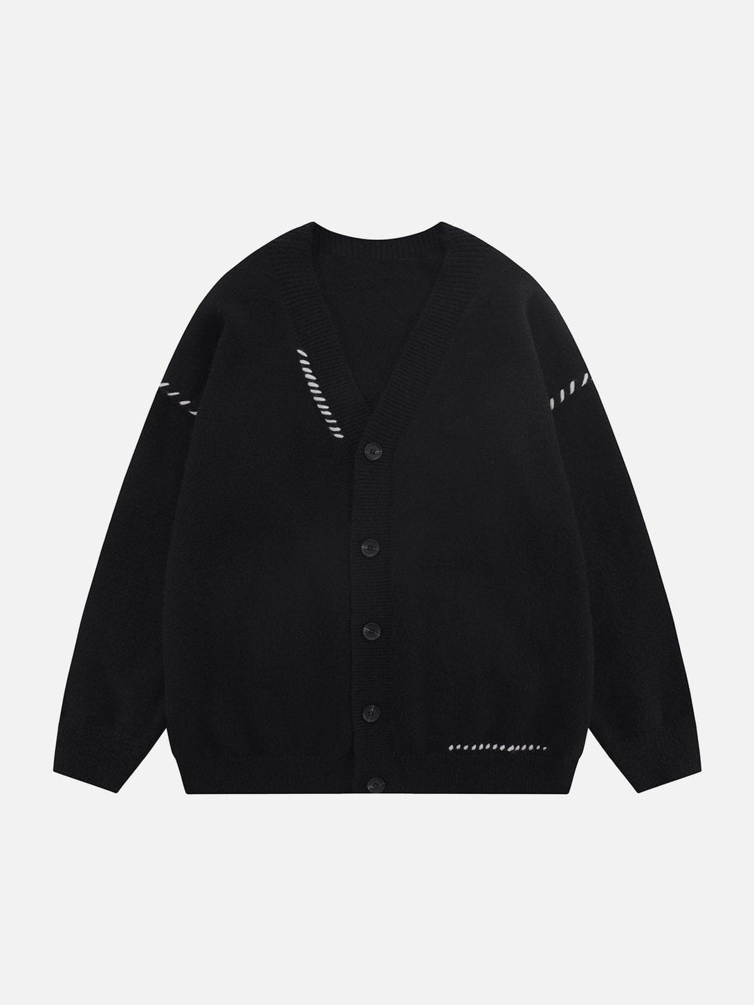 Helmiss - Line Weaving V-neck Cardigan- Streetwear Fashion - helmiss.com