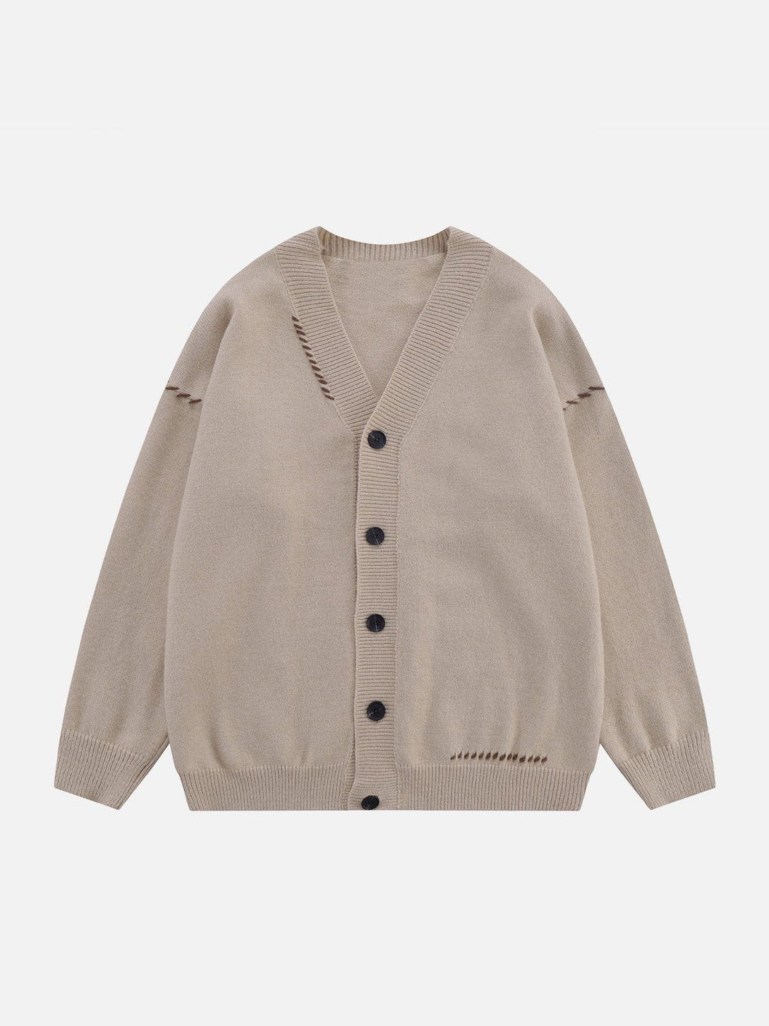 Helmiss - Line Weaving V-neck Cardigan- Streetwear Fashion - helmiss.com