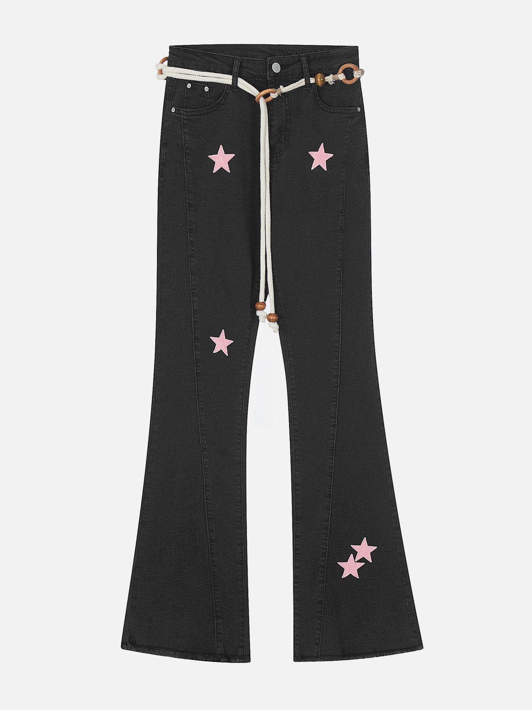 Helmiss - Long Belt Embroidery Star Jeans- Streetwear Fashion - helmiss.com