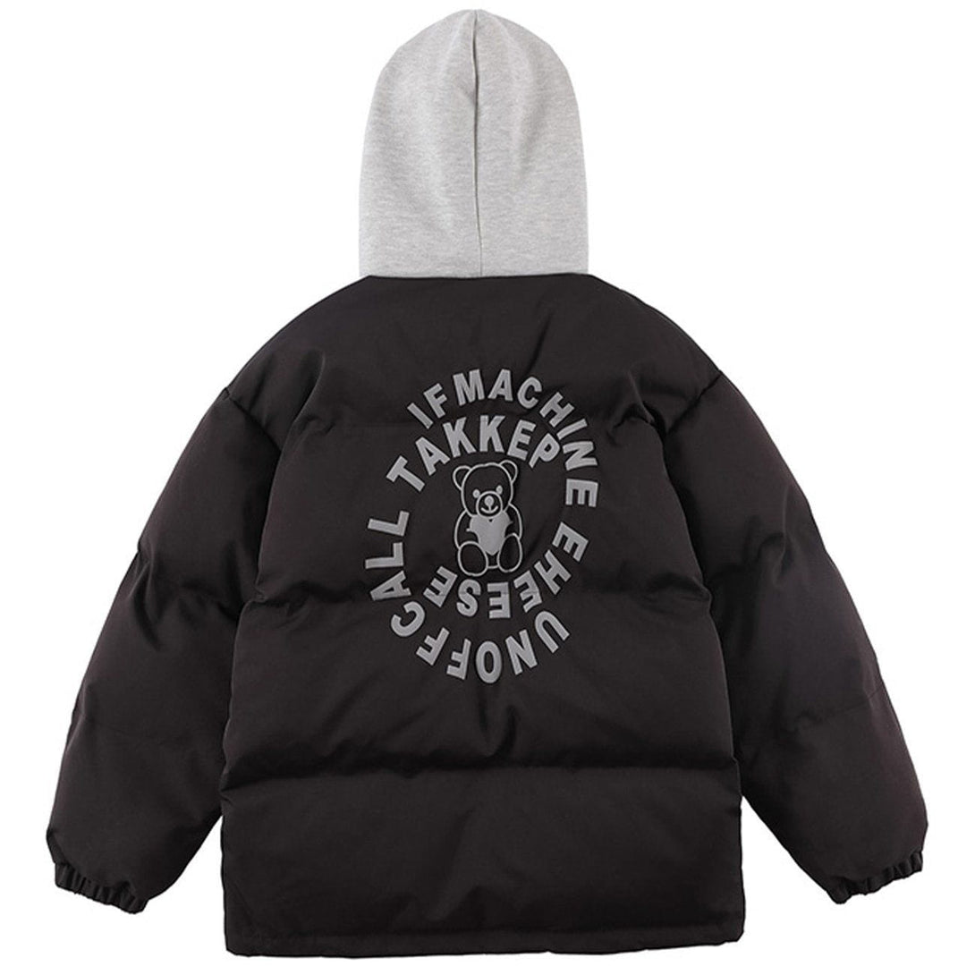 Helmiss - Love Bear Print Hooded Winter Coats- Streetwear Fashion - helmiss.com