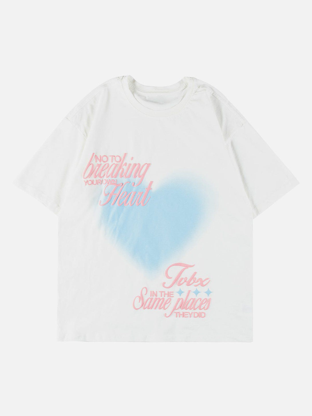 Helmiss - Love Heart Gradient Print Tee- Streetwear Fashion - helmiss.com