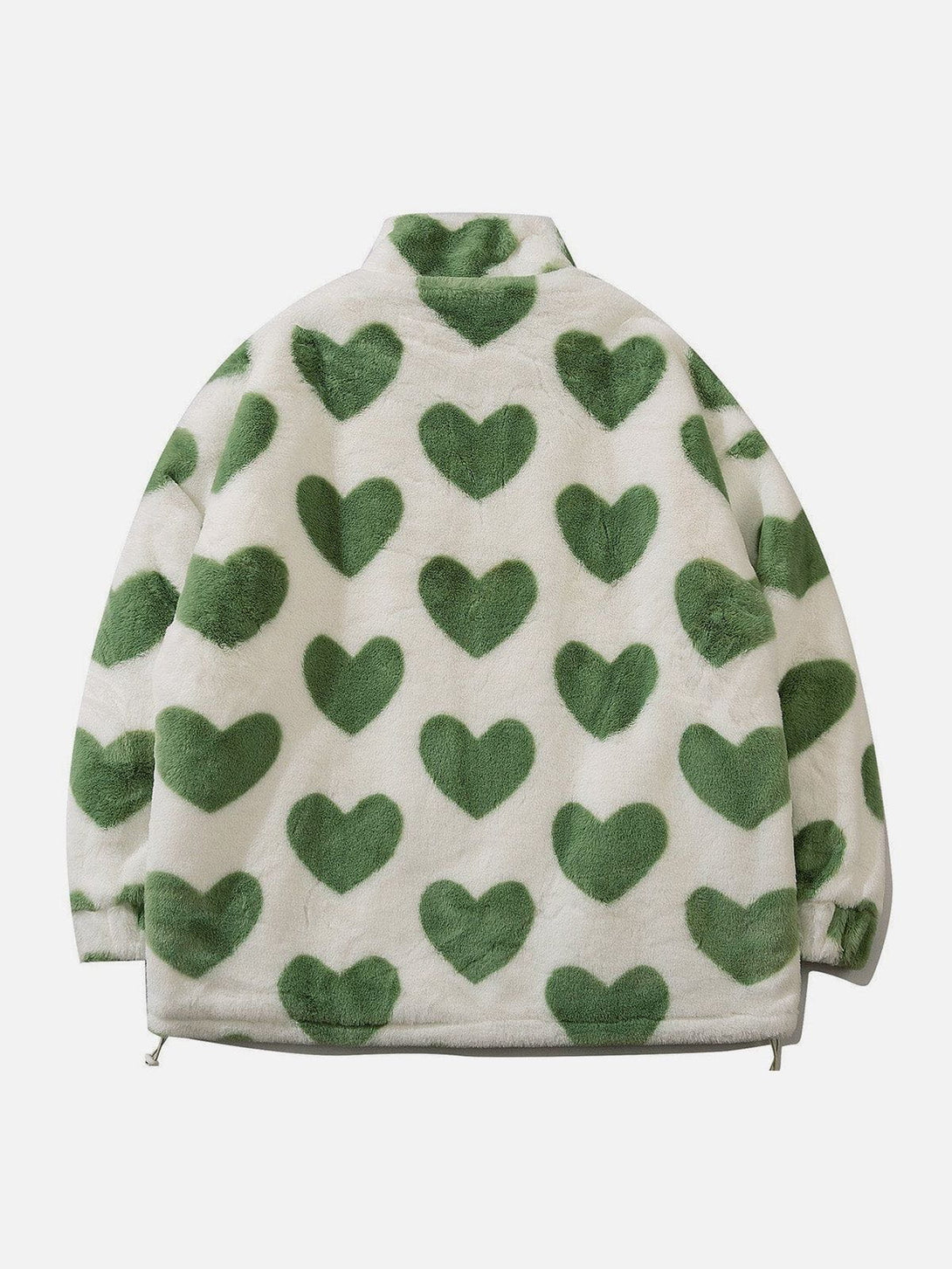 Helmiss - Love Pattern Full-print Plush Winter Coat- Streetwear Fashion - helmiss.com