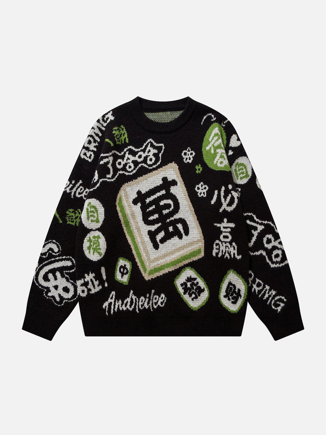 Helmiss - Mahjong Embroidery Sweater- Streetwear Fashion - helmiss.com