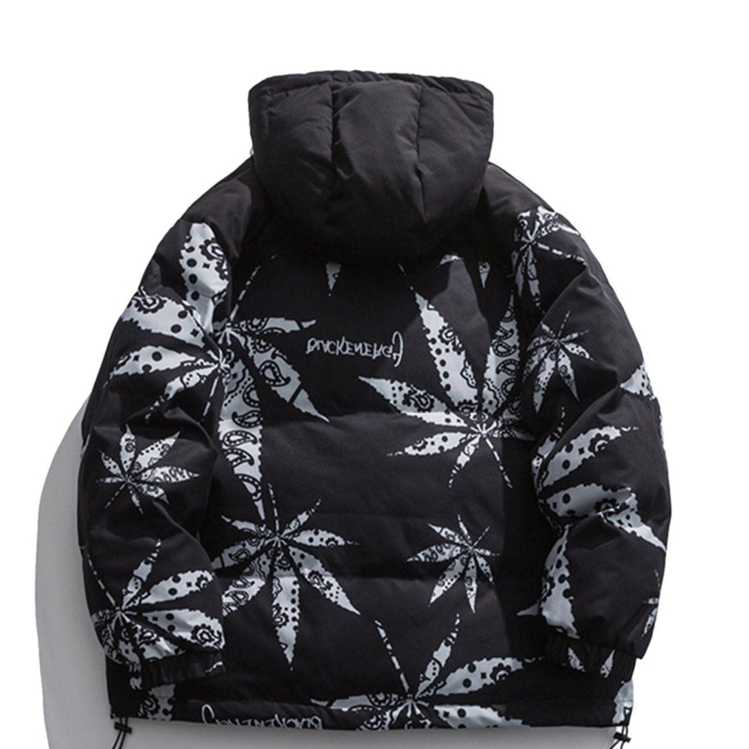 Helmiss - Maple Leaf Print Winter Coat- Streetwear Fashion - helmiss.com