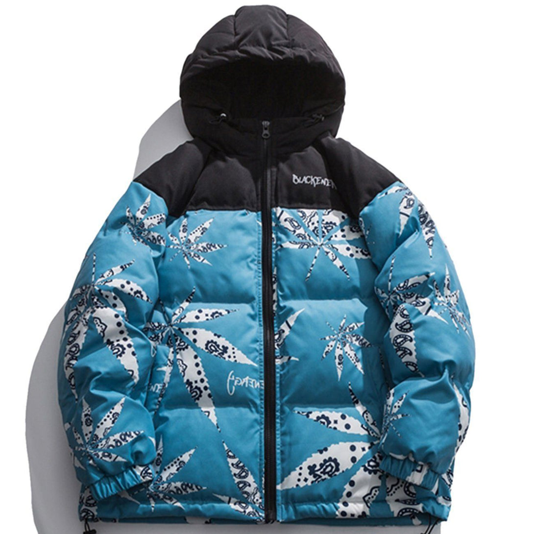 Helmiss - Maple Leaf Print Winter Coat- Streetwear Fashion - helmiss.com