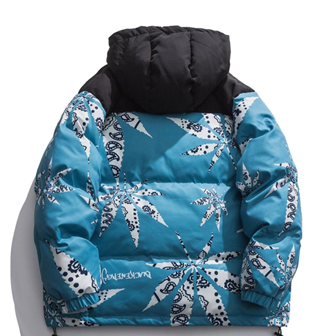 Helmiss - Maple Leaf Print Winter Coat- Streetwear Fashion - helmiss.com