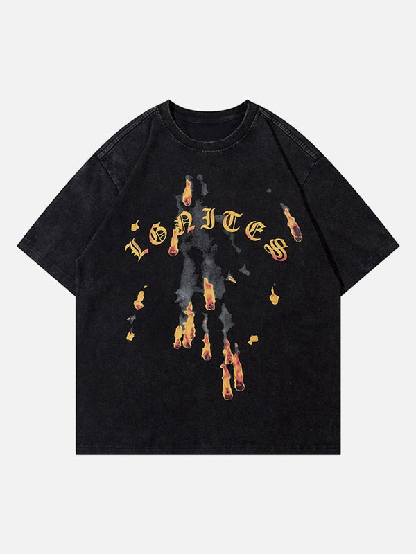 Helmiss - Meteorite Flame Print Tee- Streetwear Fashion - helmiss.com