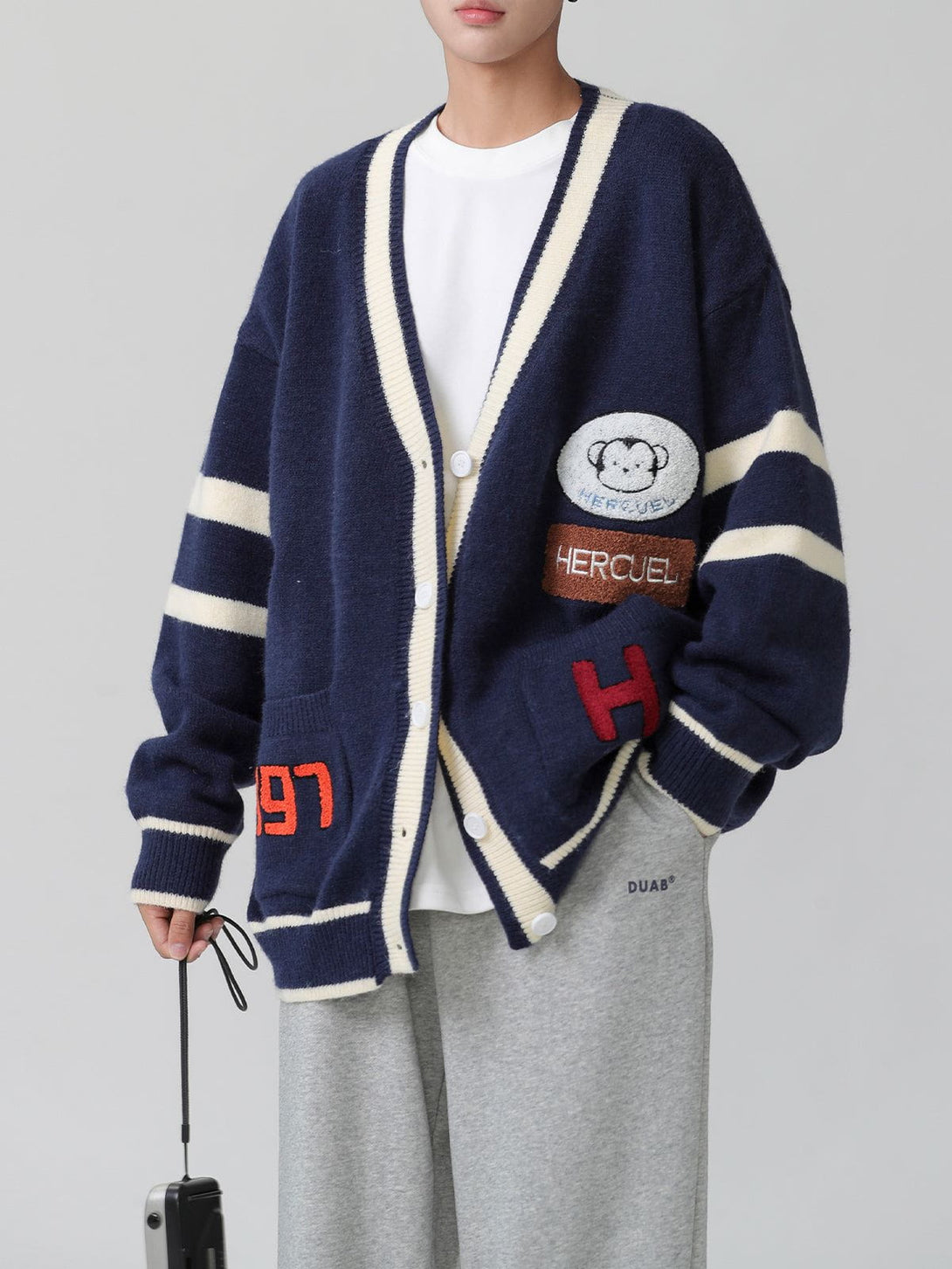 Helmiss - Monkey Embroidery Cardigan- Streetwear Fashion - helmiss.com