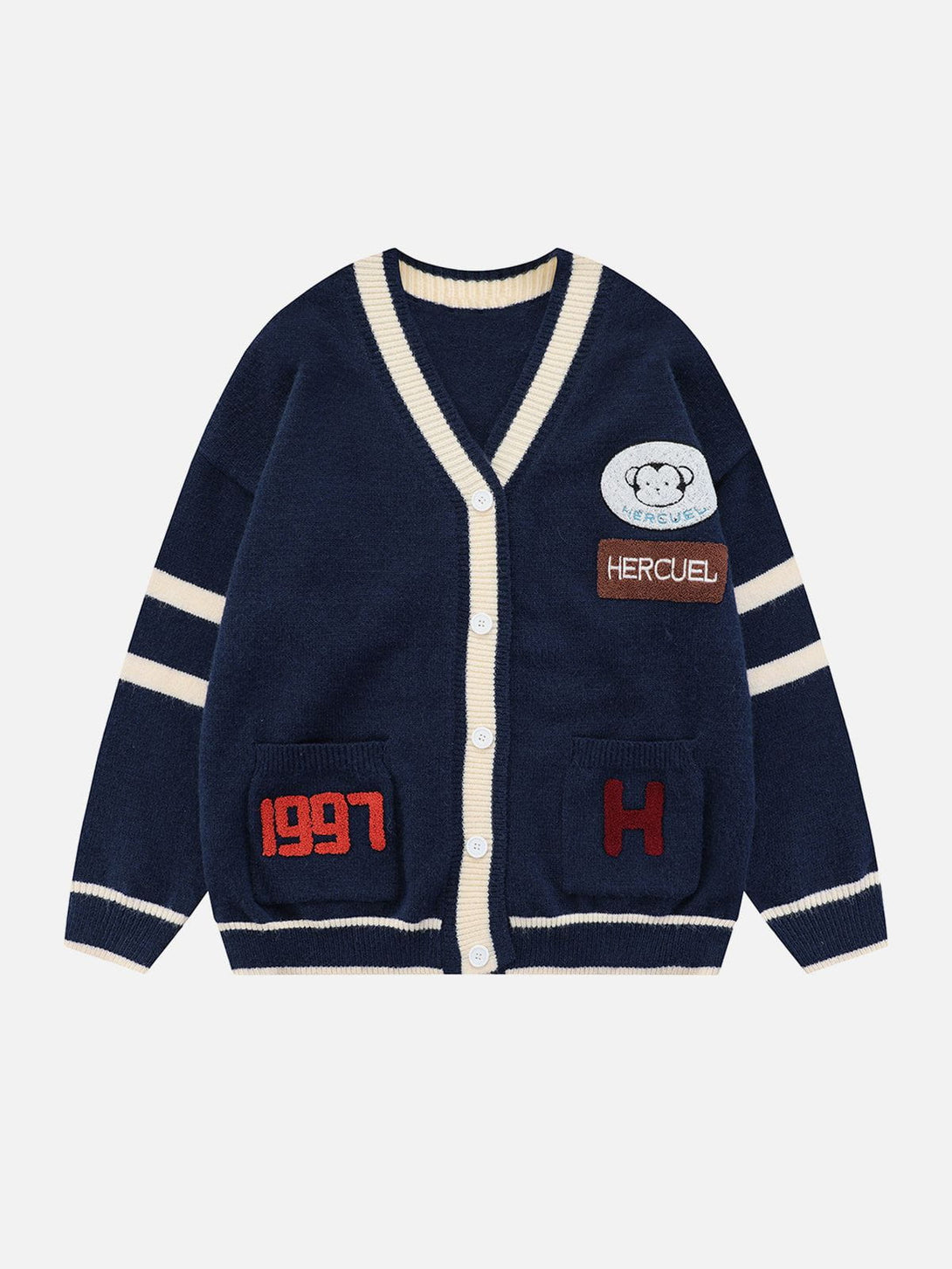 Helmiss - Monkey Embroidery Cardigan- Streetwear Fashion - helmiss.com