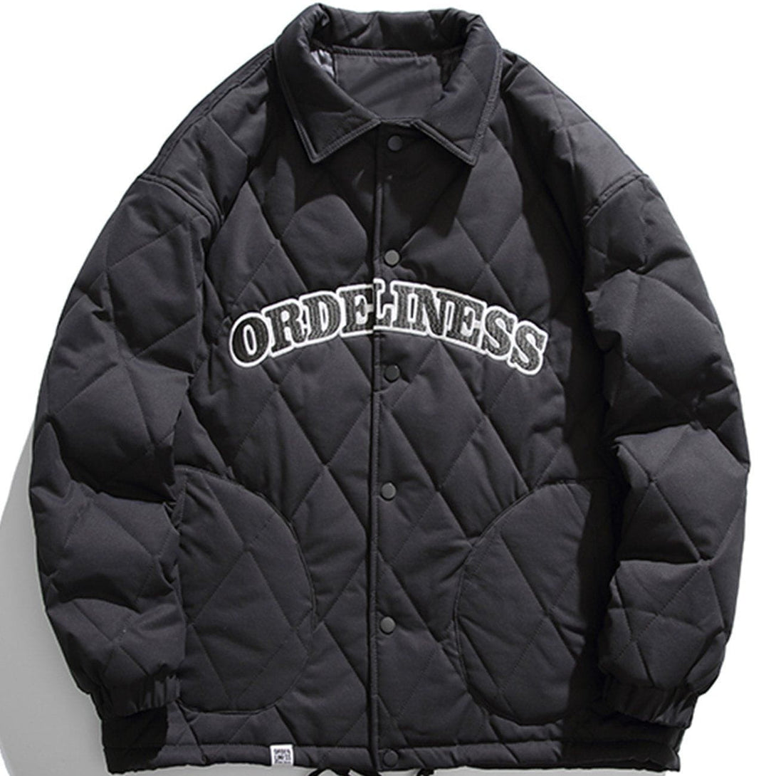 Helmiss - Monogram Embroidery Rhombus Winter Coat- Streetwear Fashion - helmiss.com