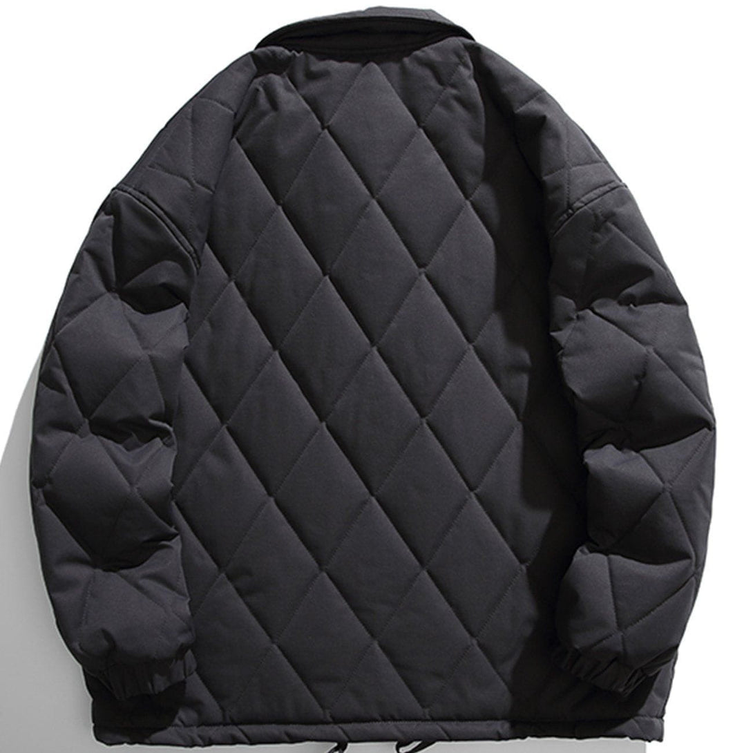 Helmiss - Monogram Embroidery Rhombus Winter Coat- Streetwear Fashion - helmiss.com