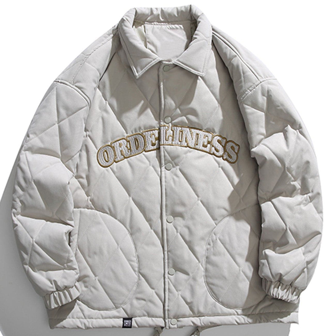 Helmiss - Monogram Embroidery Rhombus Winter Coat- Streetwear Fashion - helmiss.com