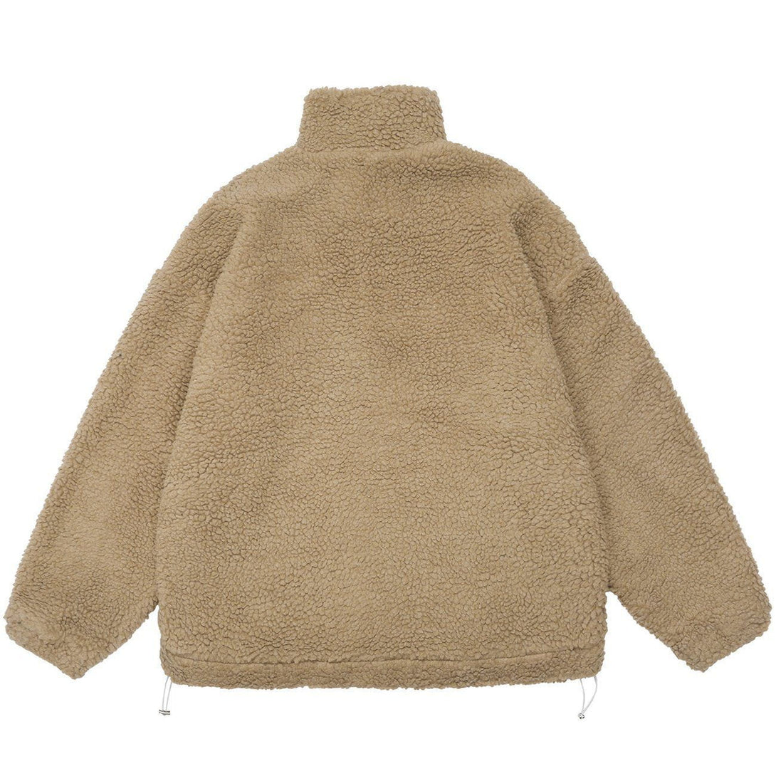 Helmiss - Monogram Embroidery Sherpa Winter Coat- Streetwear Fashion - helmiss.com