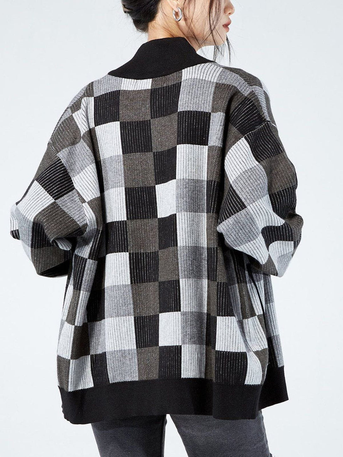 Helmiss - Mosaic Plaid Cardigan- Streetwear Fashion - helmiss.com