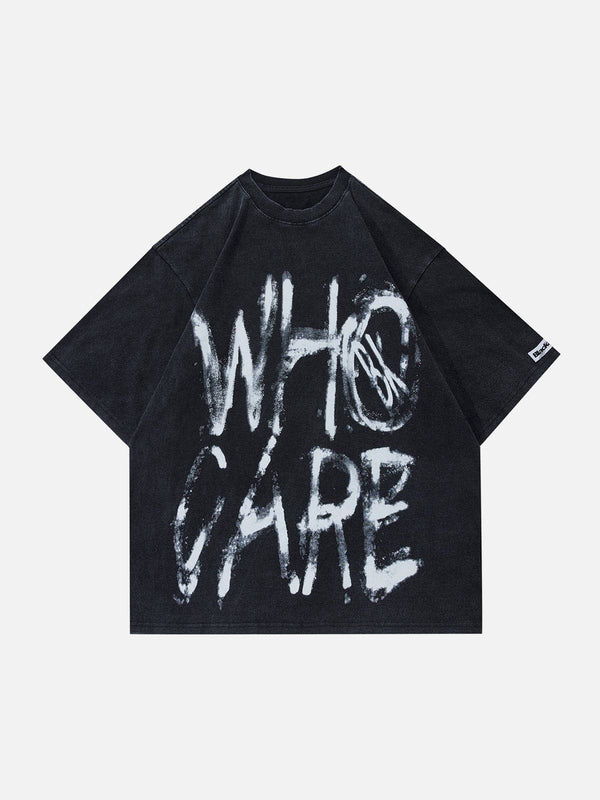 Helmiss - Mottled Graffiti Print Tee- Streetwear Fashion - helmiss.com