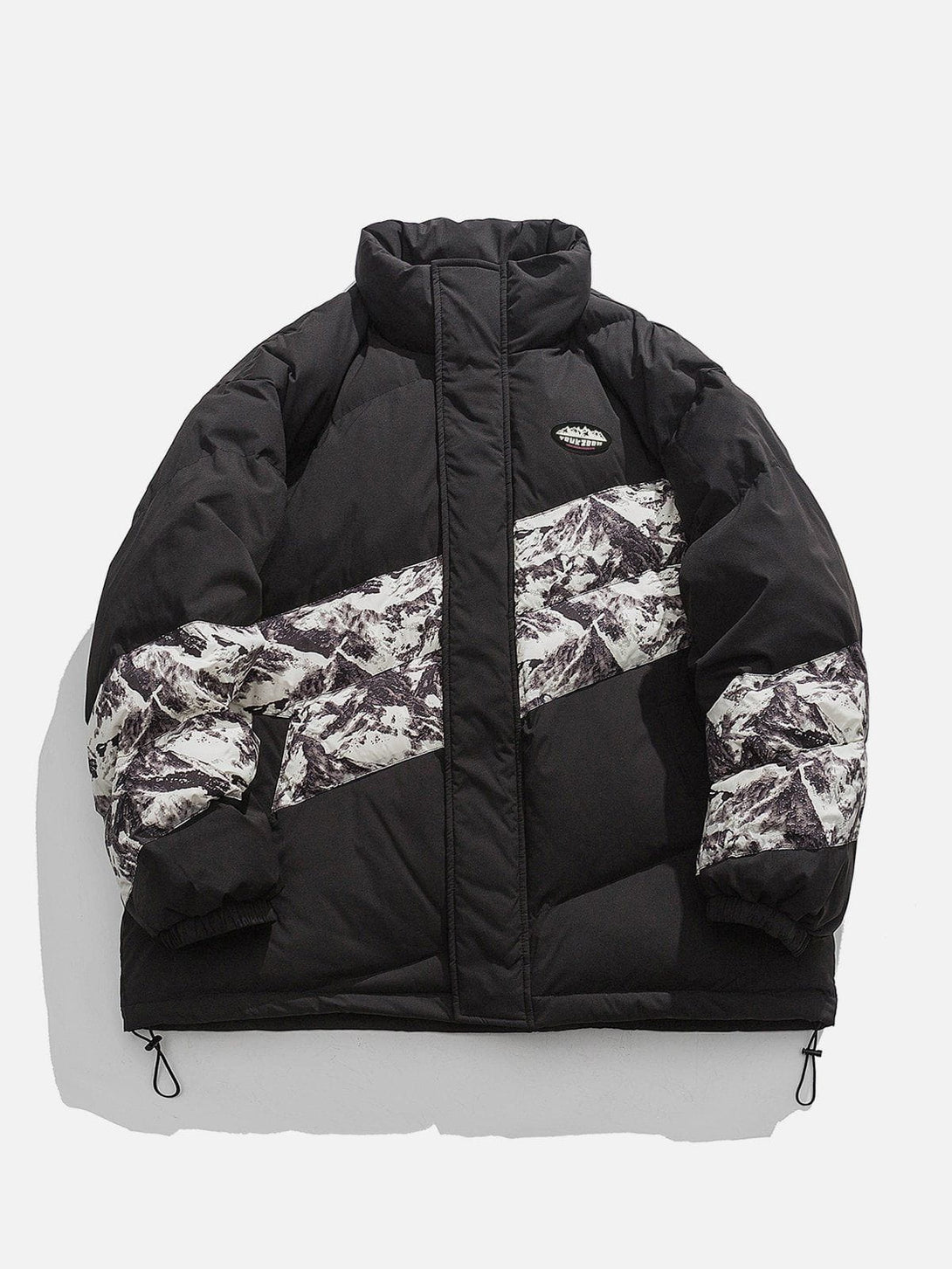 Helmiss - Mountain Print Patchwork Winter Coat- Streetwear Fashion - helmiss.com