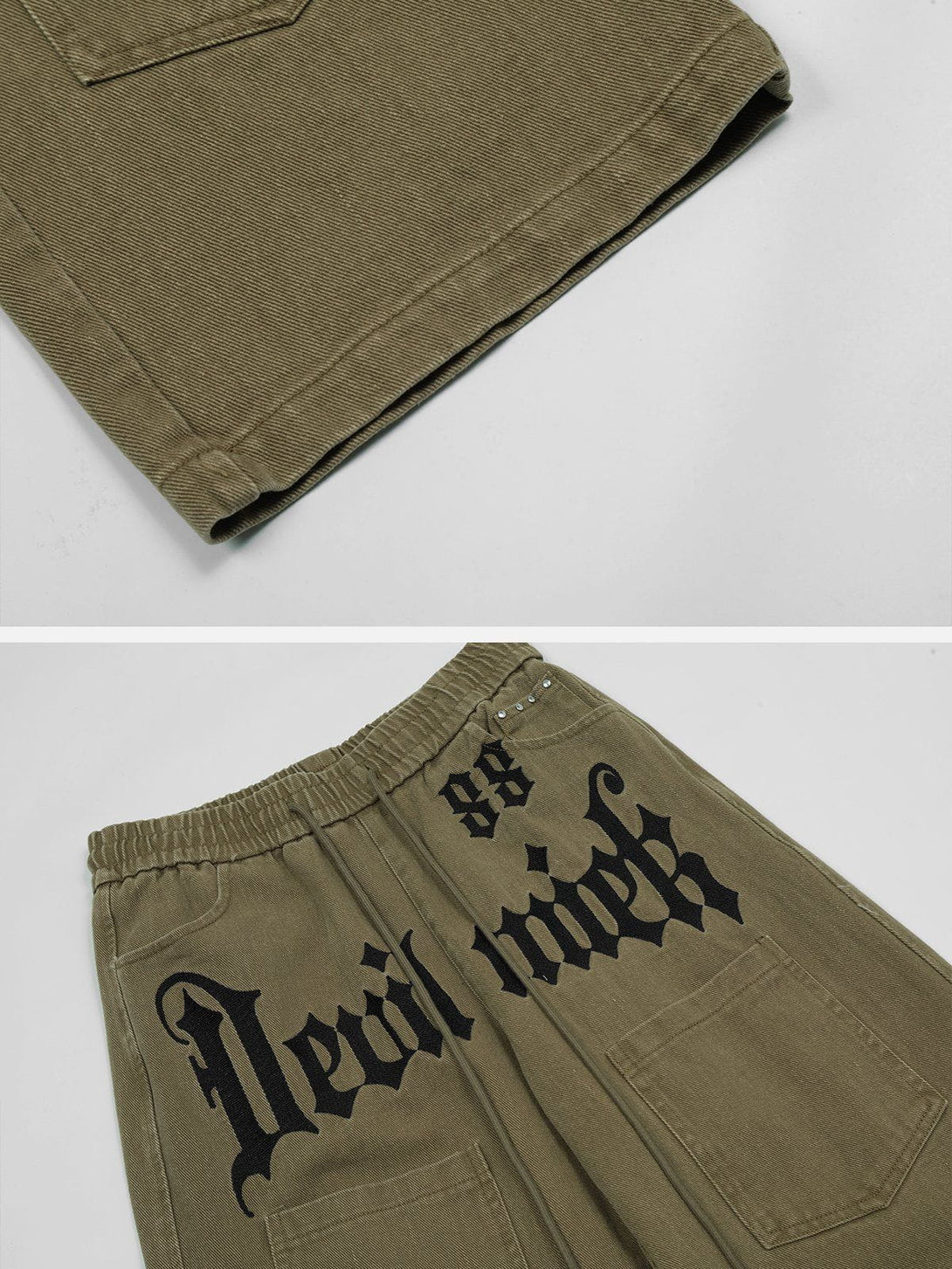 Helmiss - Multi-Pocket Drawstring Cargo Pants- Streetwear Fashion - helmiss.com