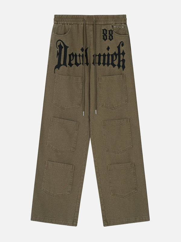 Helmiss - Multi-Pocket Drawstring Cargo Pants- Streetwear Fashion - helmiss.com