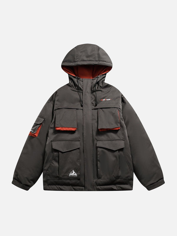 Helmiss - Multi-Pocket Hood Outdoor Winter Coat- Streetwear Fashion - helmiss.com