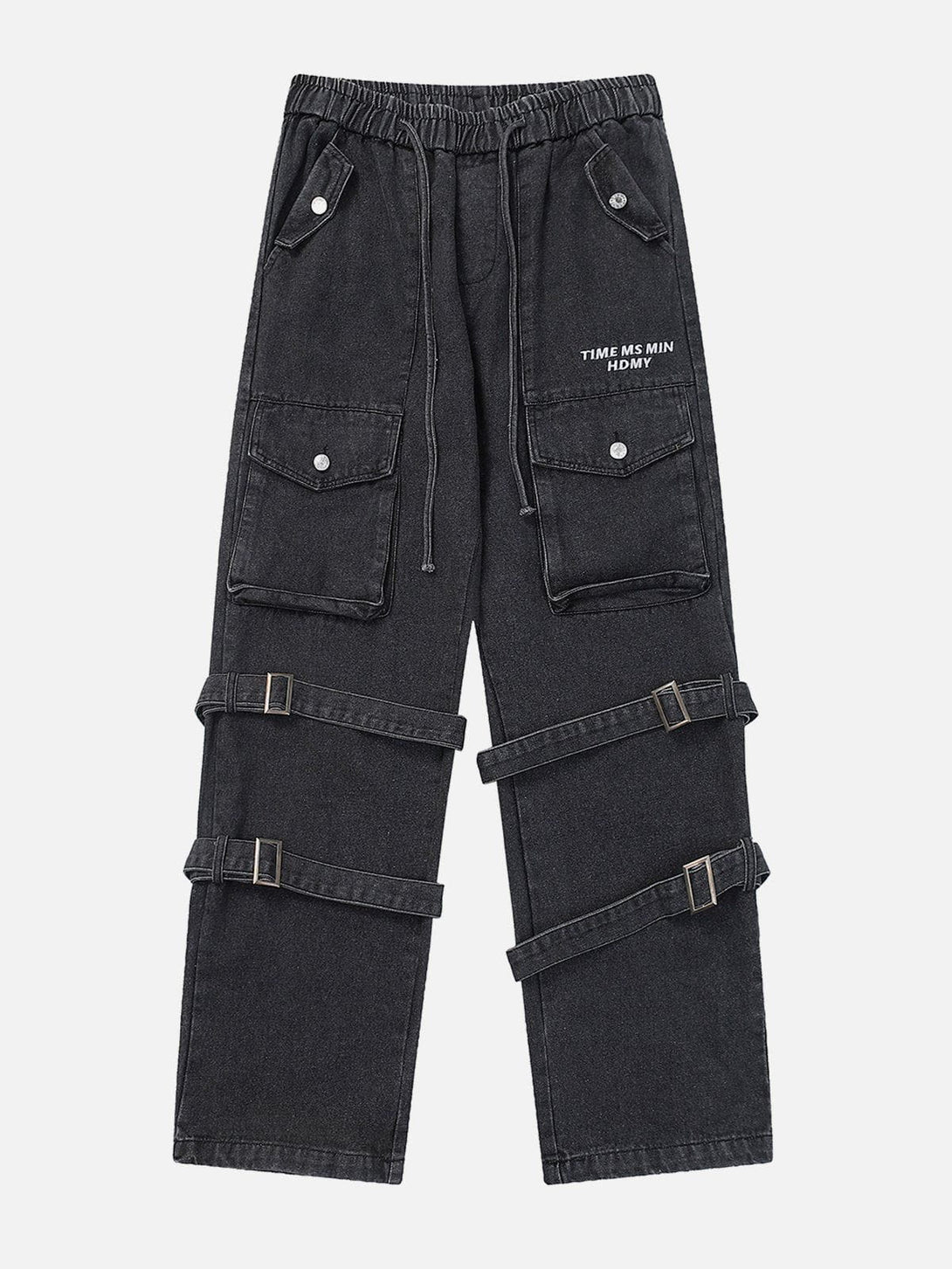 Helmiss - Multi Pocket Lace Up Jeans- Streetwear Fashion - helmiss.com