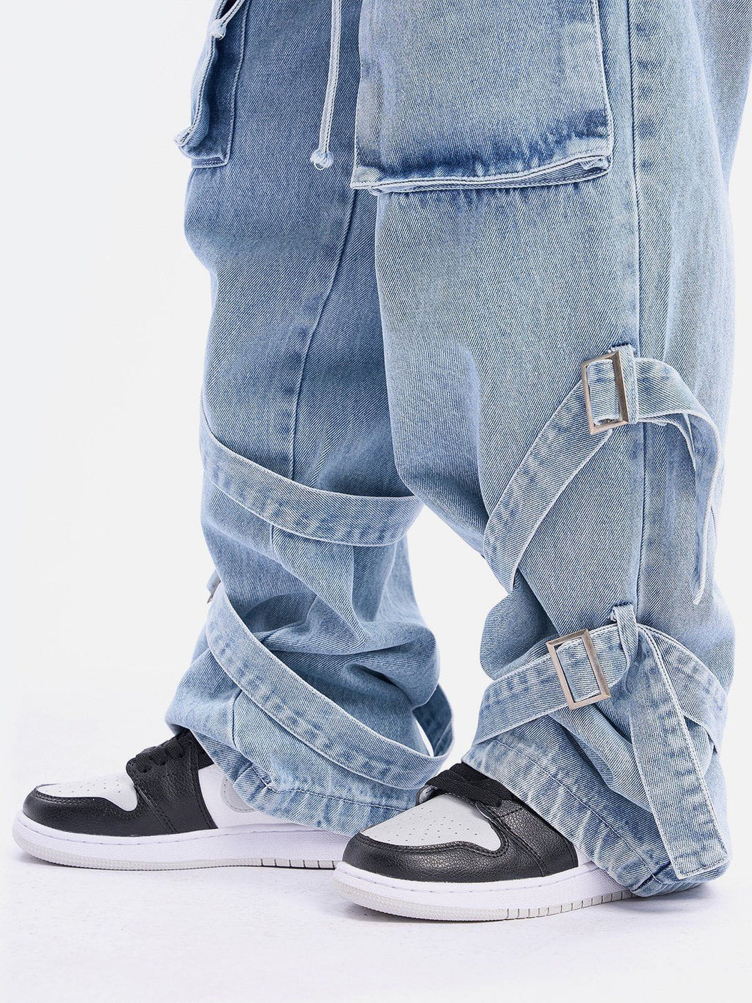 Helmiss - Multi Pocket Lace Up Jeans- Streetwear Fashion - helmiss.com