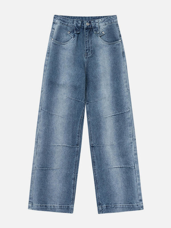 Helmiss - Multi Ruched Wash Jeans- Streetwear Fashion - helmiss.com