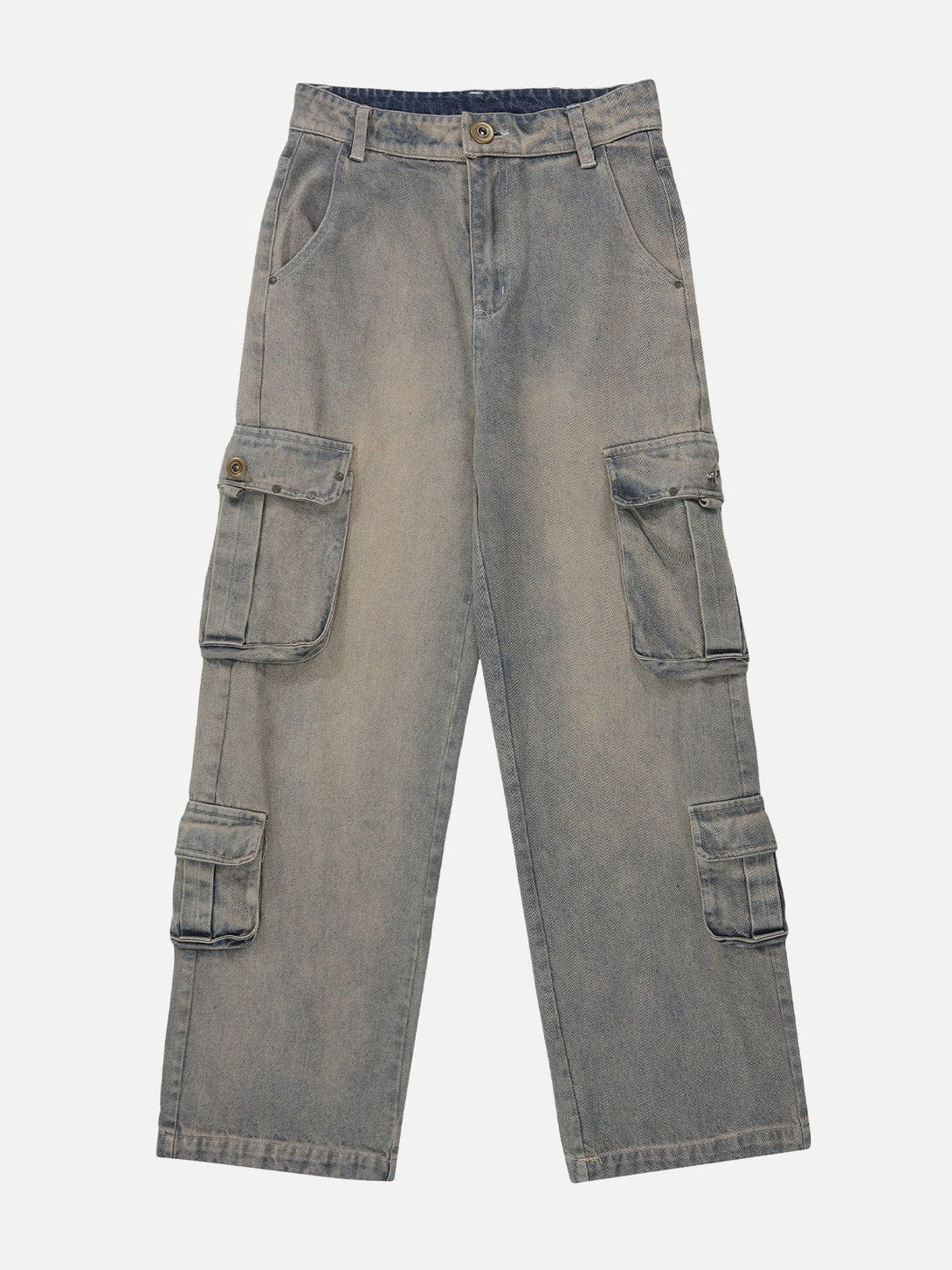 Helmiss - Multi-pocket Washed Design Jeans- Streetwear Fashion - helmiss.com