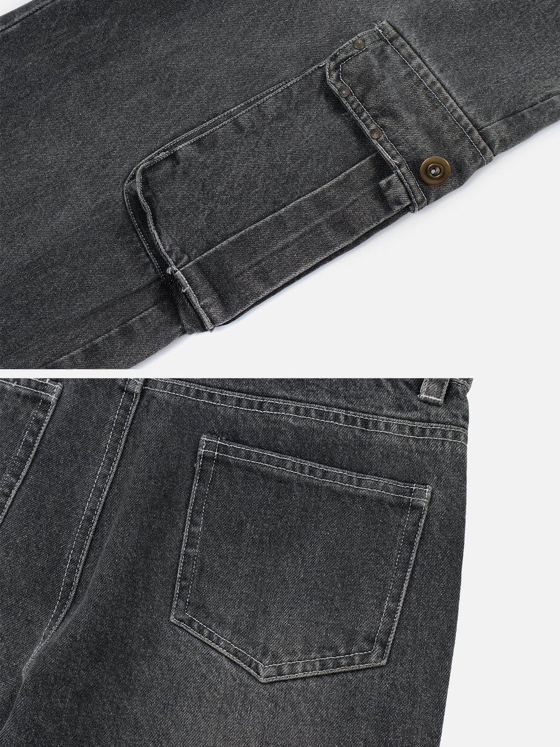 Helmiss - Multi-pocket Washed Design Jeans- Streetwear Fashion - helmiss.com