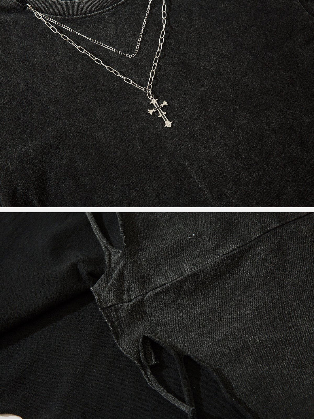 Helmiss - Necklace Broken Holes Tee- Streetwear Fashion - helmiss.com