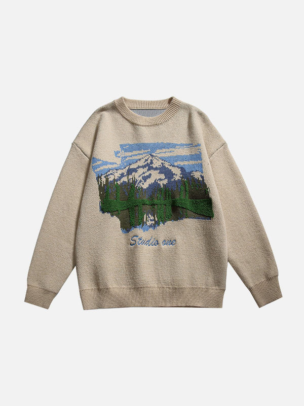 Helmiss - Oil Painting Mountain Sweater- Streetwear Fashion - helmiss.com