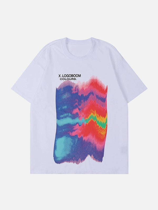 Helmiss - Oil Painting Rainbow Print Tee- Streetwear Fashion - helmiss.com