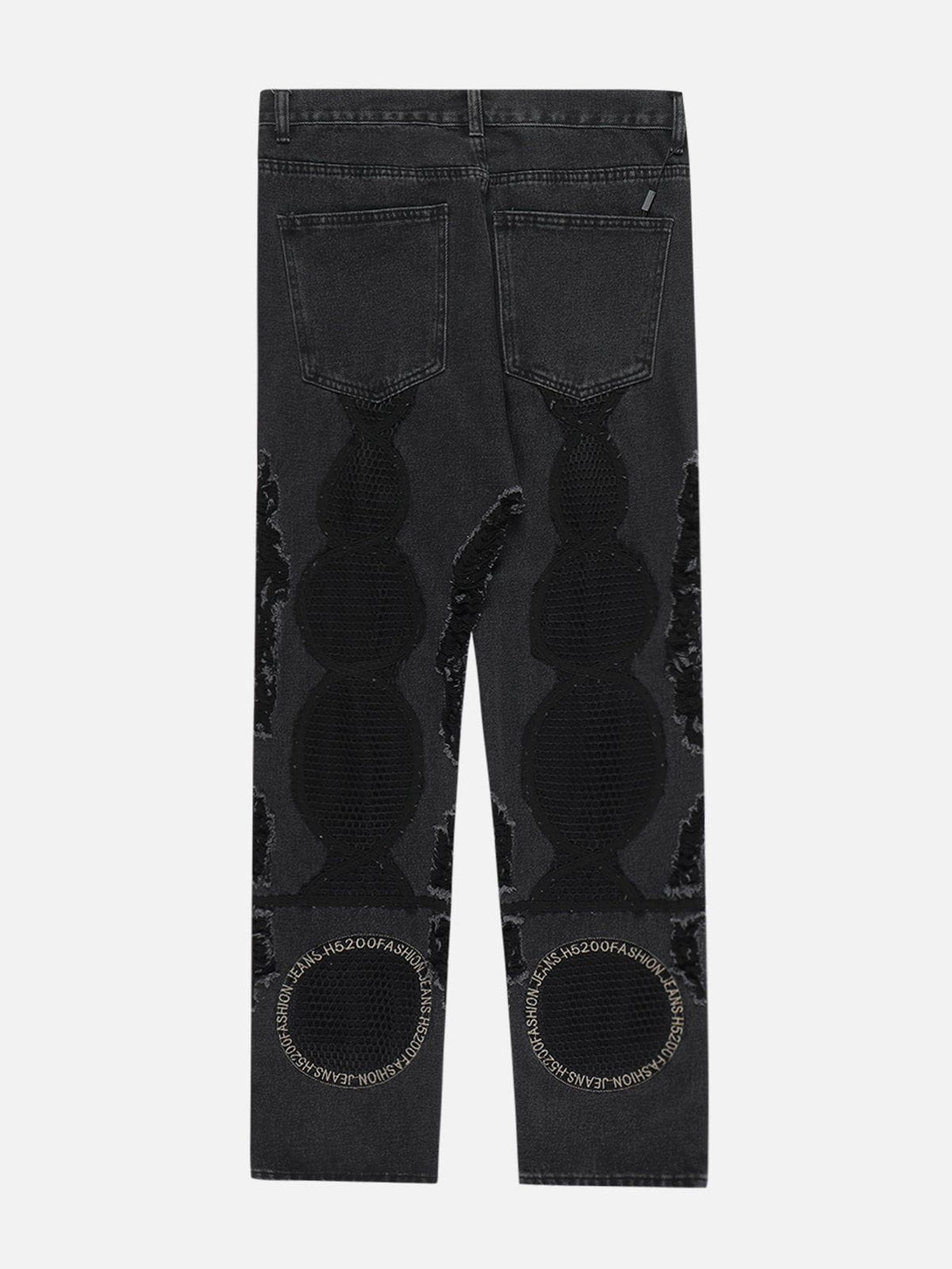 Helmiss - Openwork Patch Jeans- Streetwear Fashion - helmiss.com