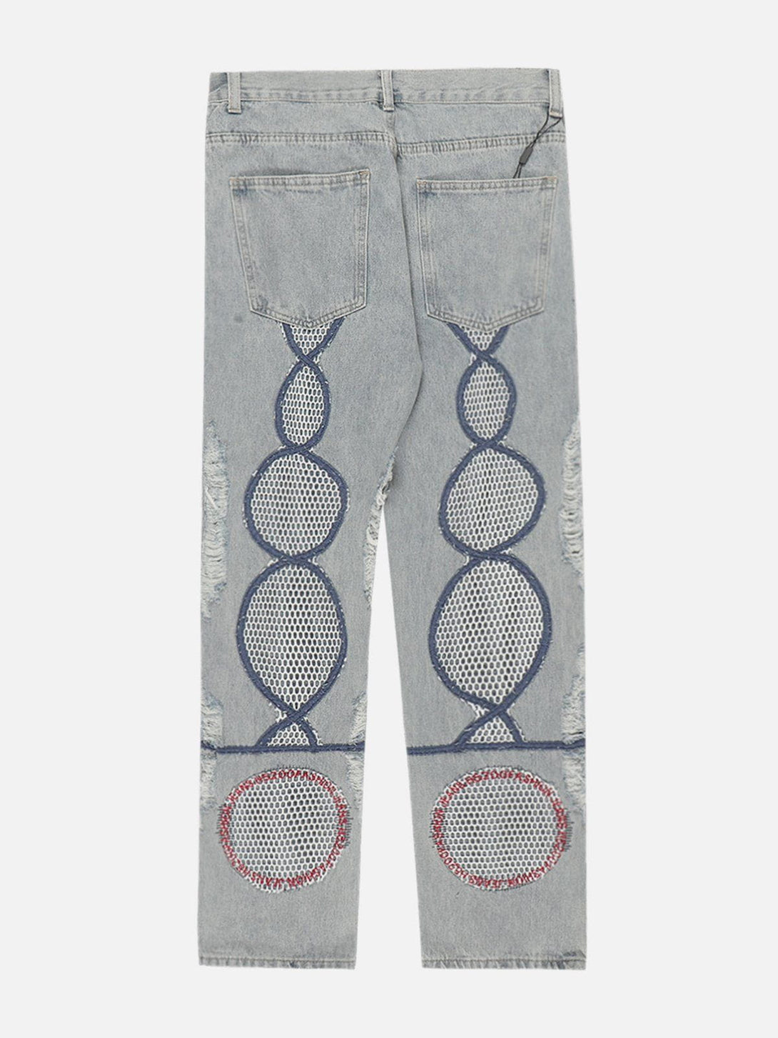 Helmiss - Openwork Patch Jeans- Streetwear Fashion - helmiss.com