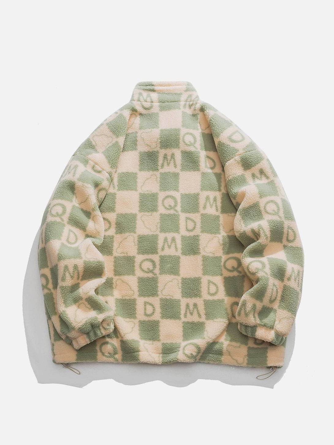 Helmiss - PLAID Letters Sherpa Coat- Streetwear Fashion - helmiss.com