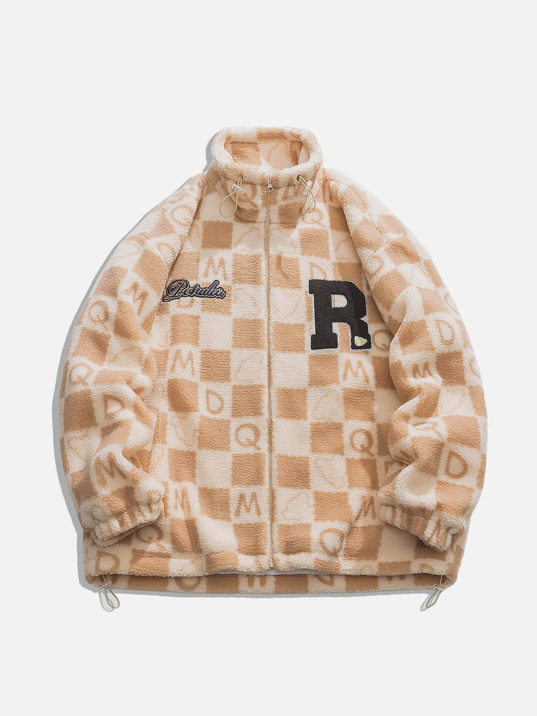 Helmiss - PLAID Letters Sherpa Coat- Streetwear Fashion - helmiss.com