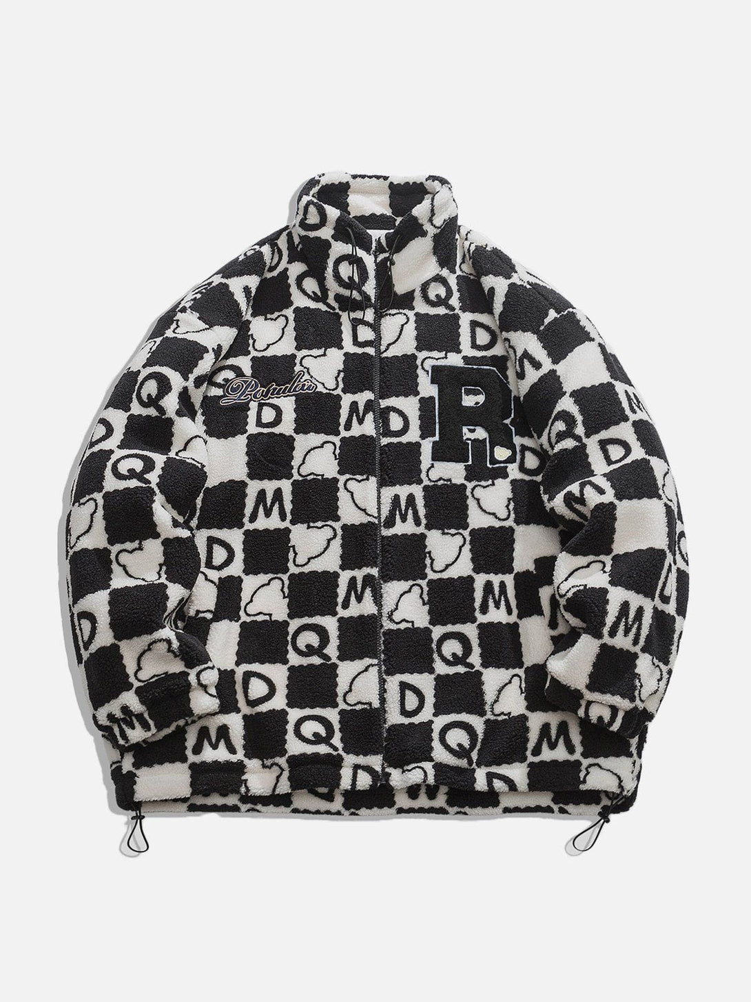 Helmiss - PLAID Letters Sherpa Coat- Streetwear Fashion - helmiss.com