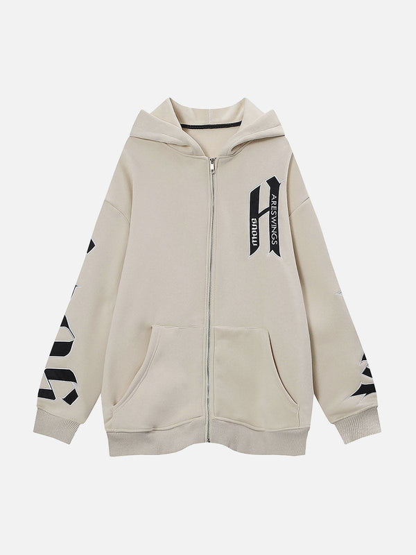 Helmiss - Patch Embroidered ZIP UP Hoodie- Streetwear Fashion - helmiss.com