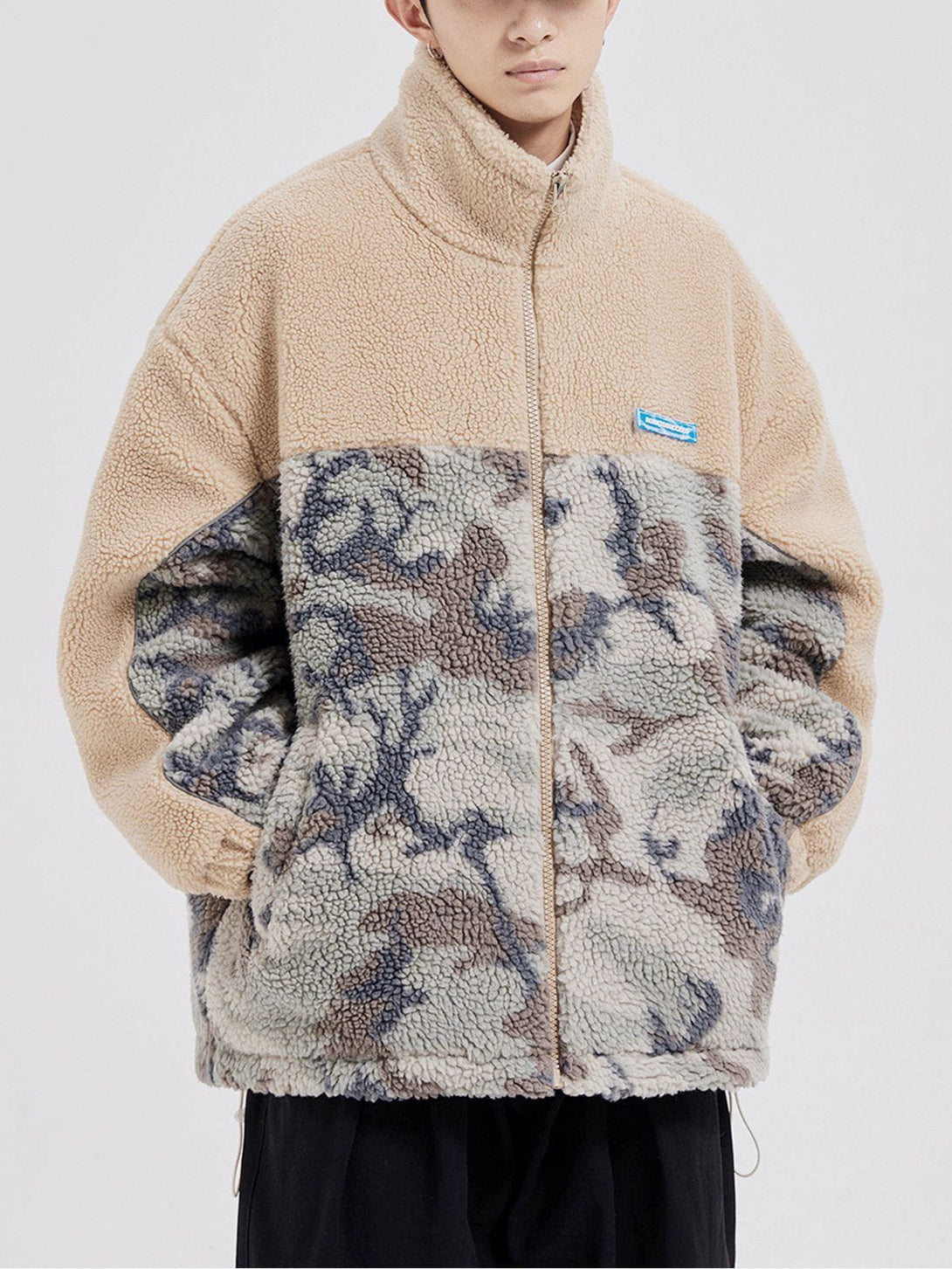 Helmiss - Patchwork Camouflage Sherpa Coat- Streetwear Fashion - helmiss.com