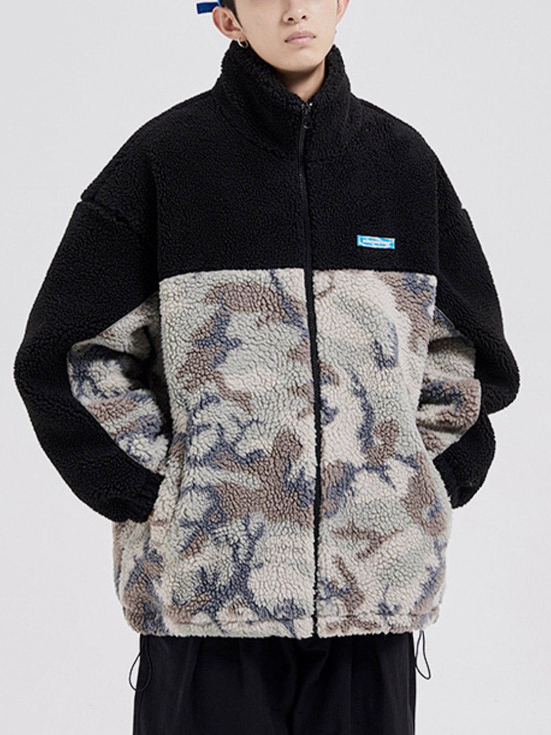 Helmiss - Patchwork Camouflage Sherpa Coat- Streetwear Fashion - helmiss.com