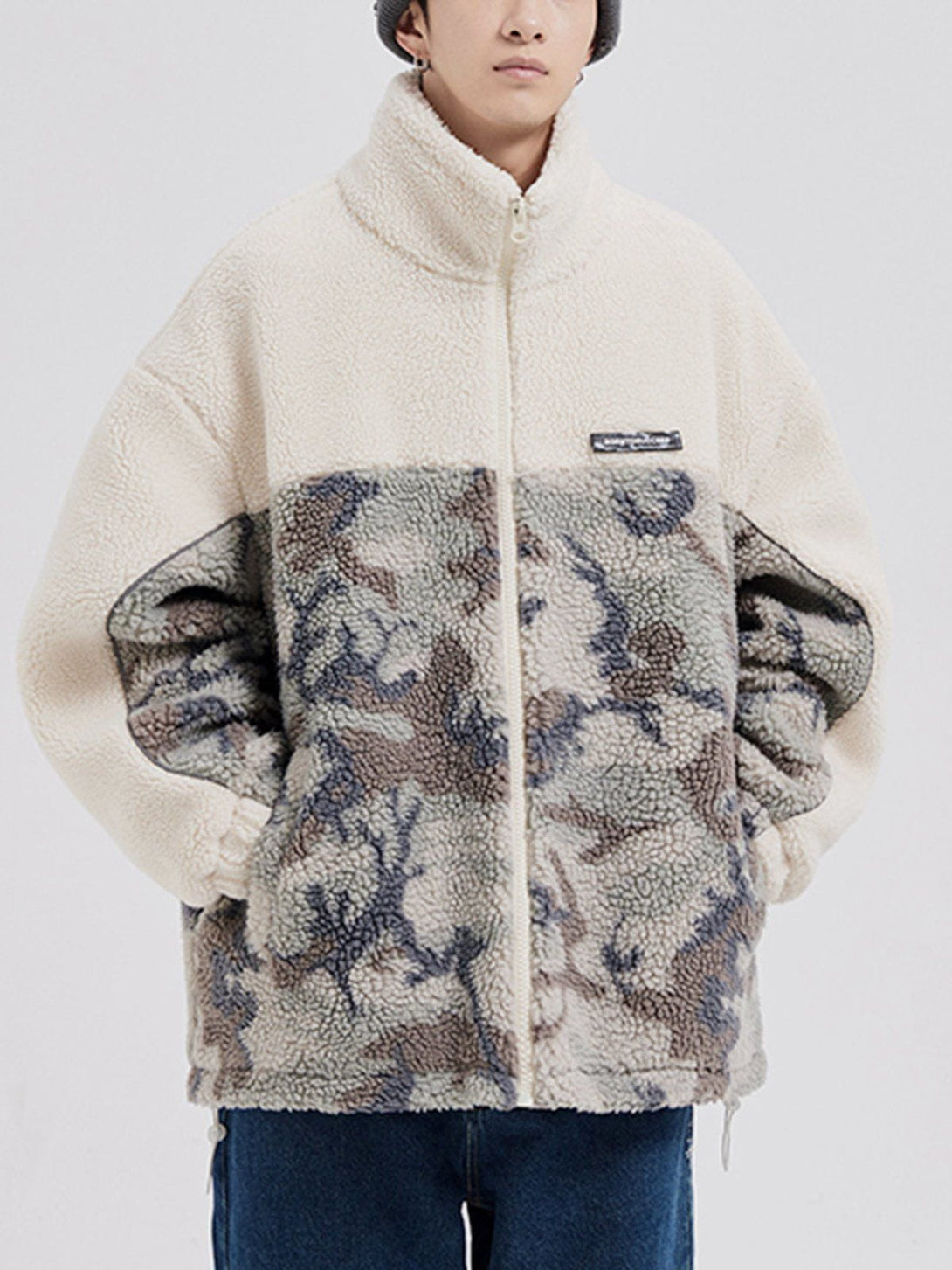 Helmiss - Patchwork Camouflage Sherpa Coat- Streetwear Fashion - helmiss.com