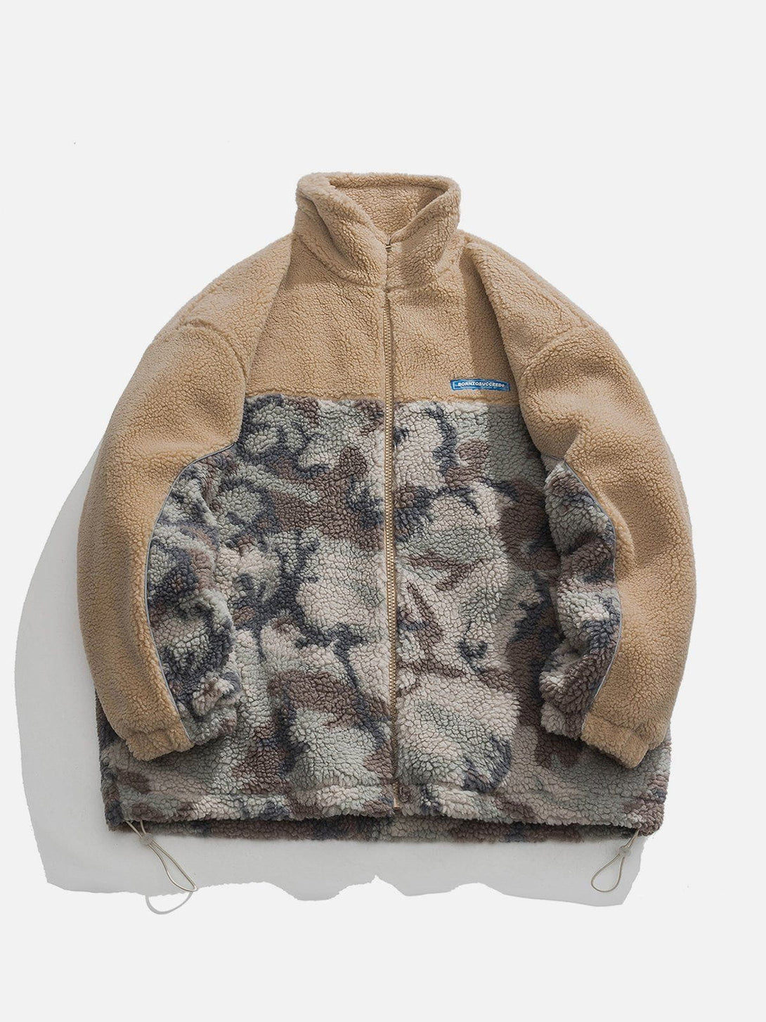 Helmiss - Patchwork Camouflage Sherpa Coat- Streetwear Fashion - helmiss.com